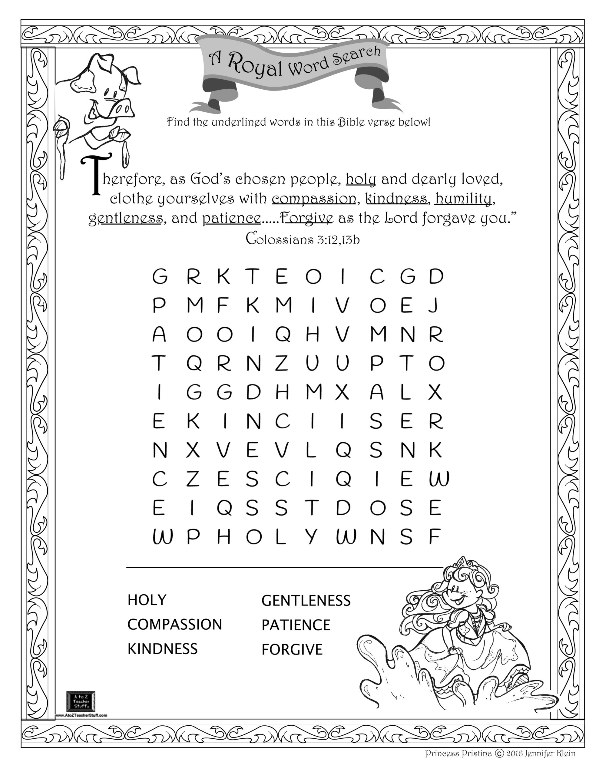 Printable Word Searches Kids Bible
