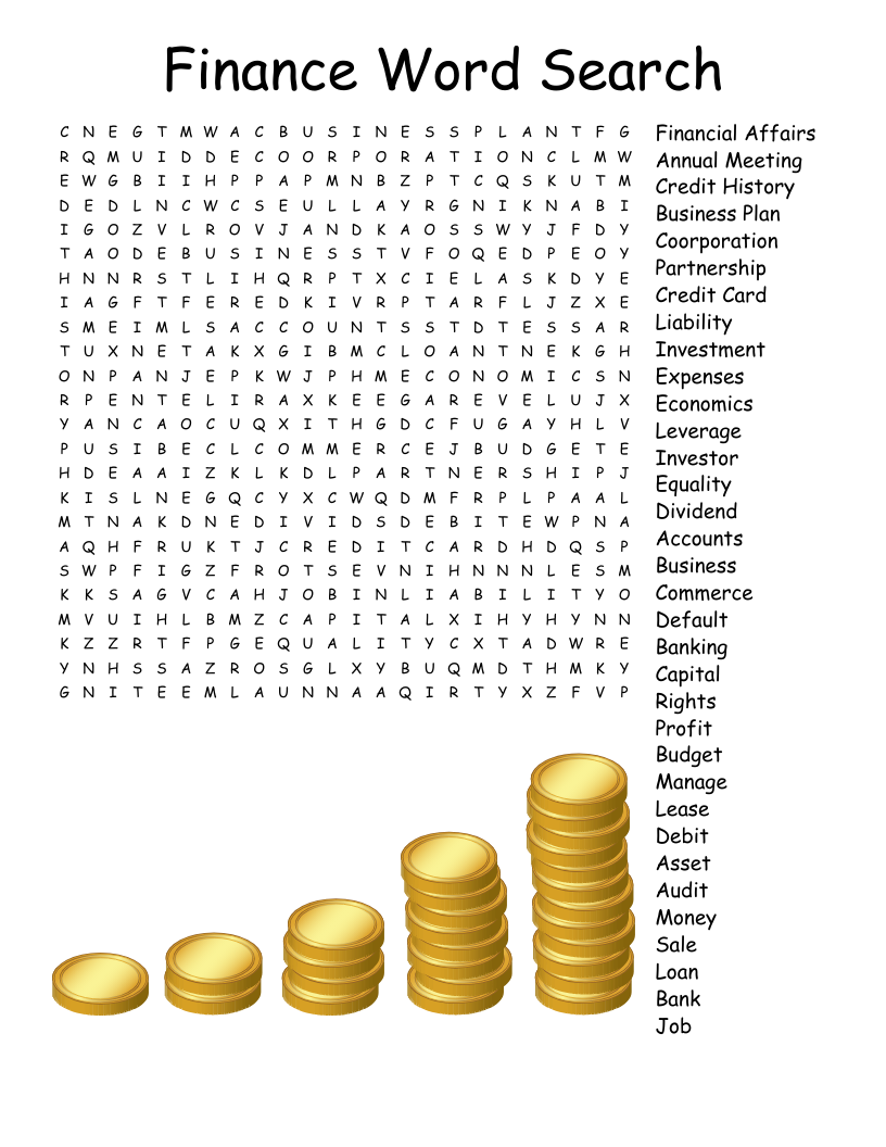 MONEY MONEY MONEY Word Search WordMint