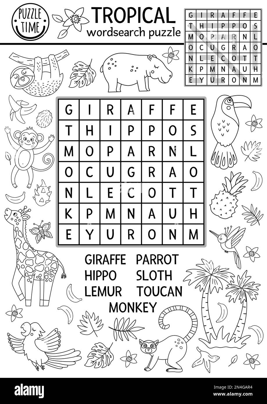Monkeys Word Search Printable