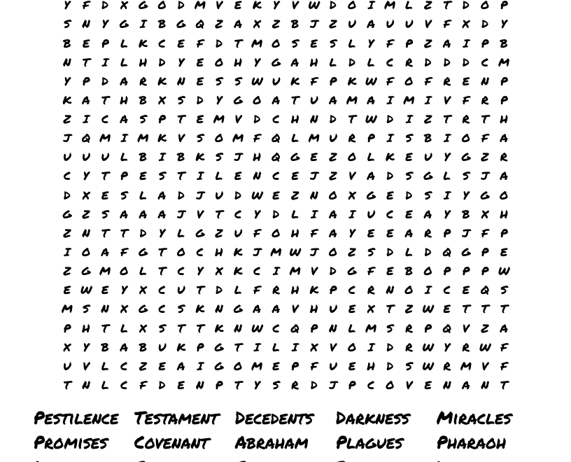 Moses And The Pharaoh Word Search WordMint