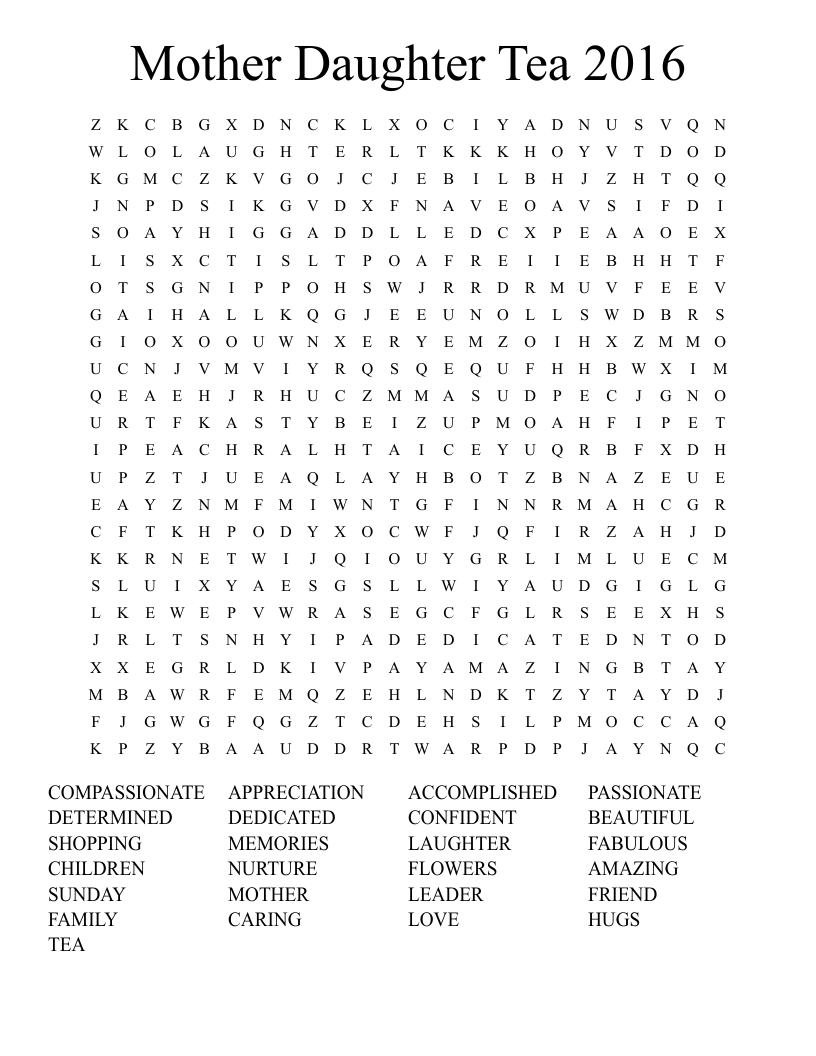 MOTHER S DAY TEA Bingo Cards WordMint