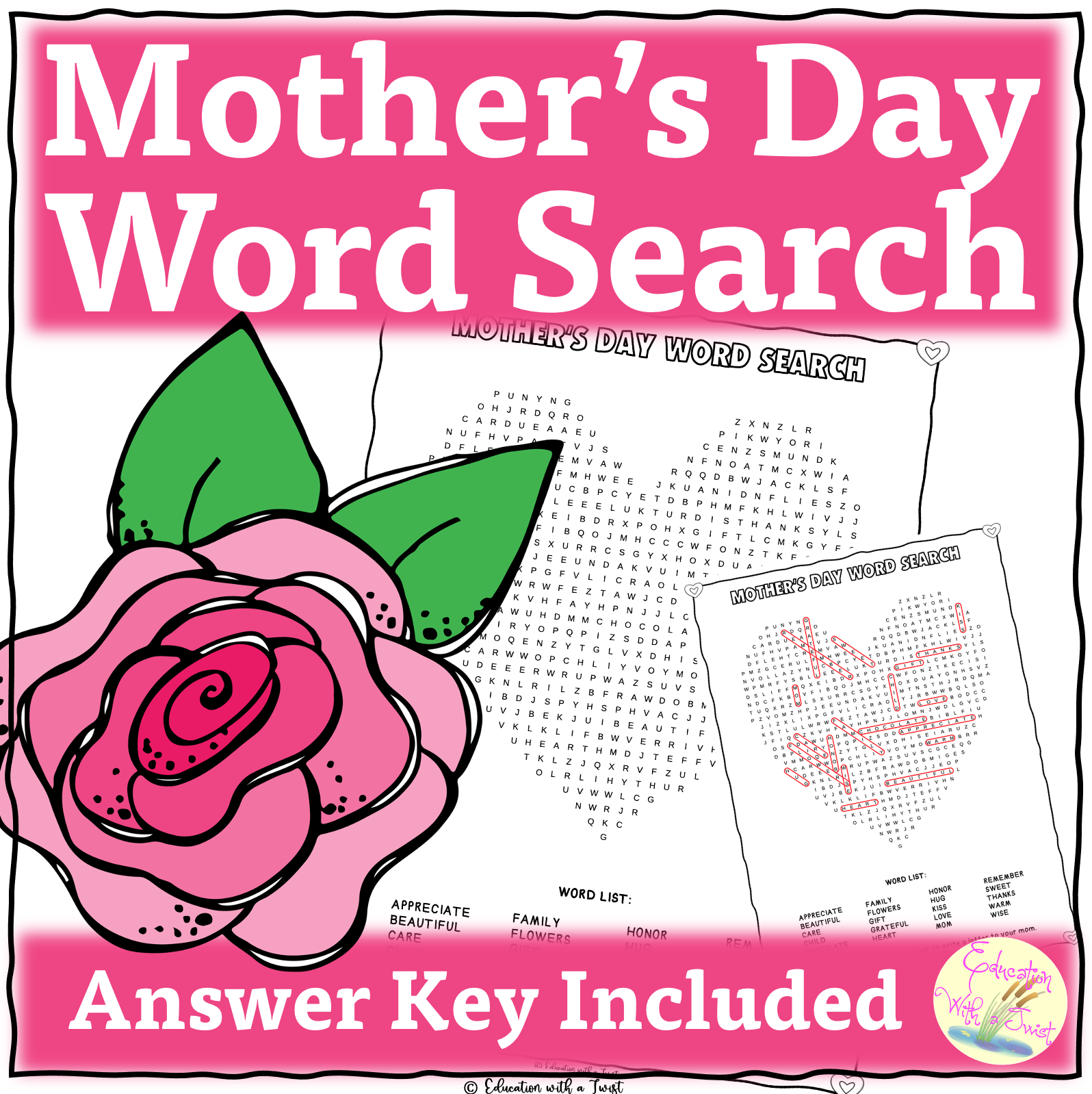 Heart Word Search Printable