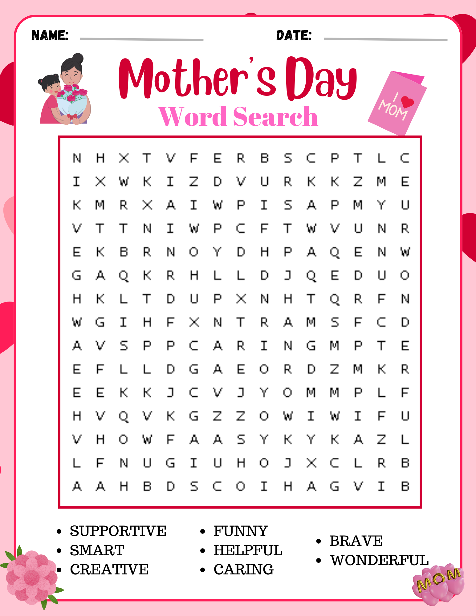 Mother s Day Word Search Made By Teachers