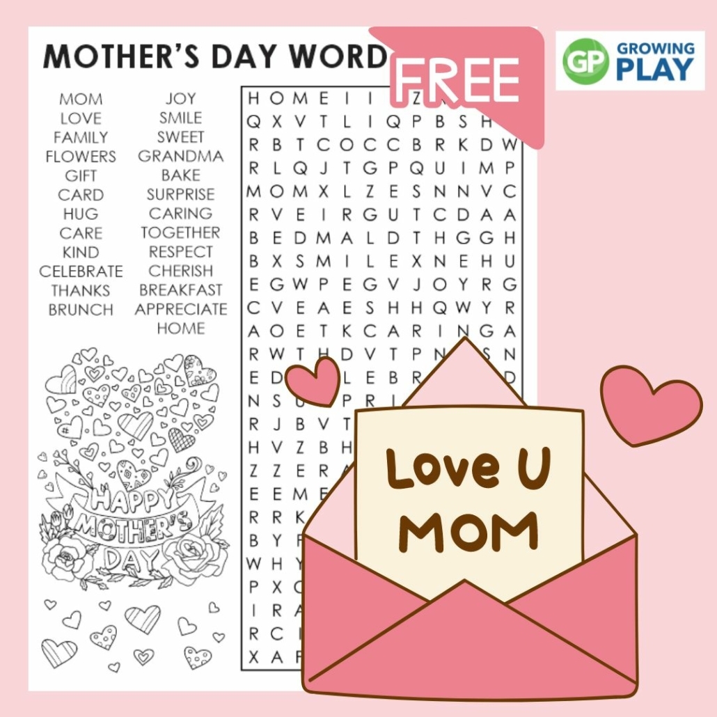 Mother s Day Word Search Printable Growing Play