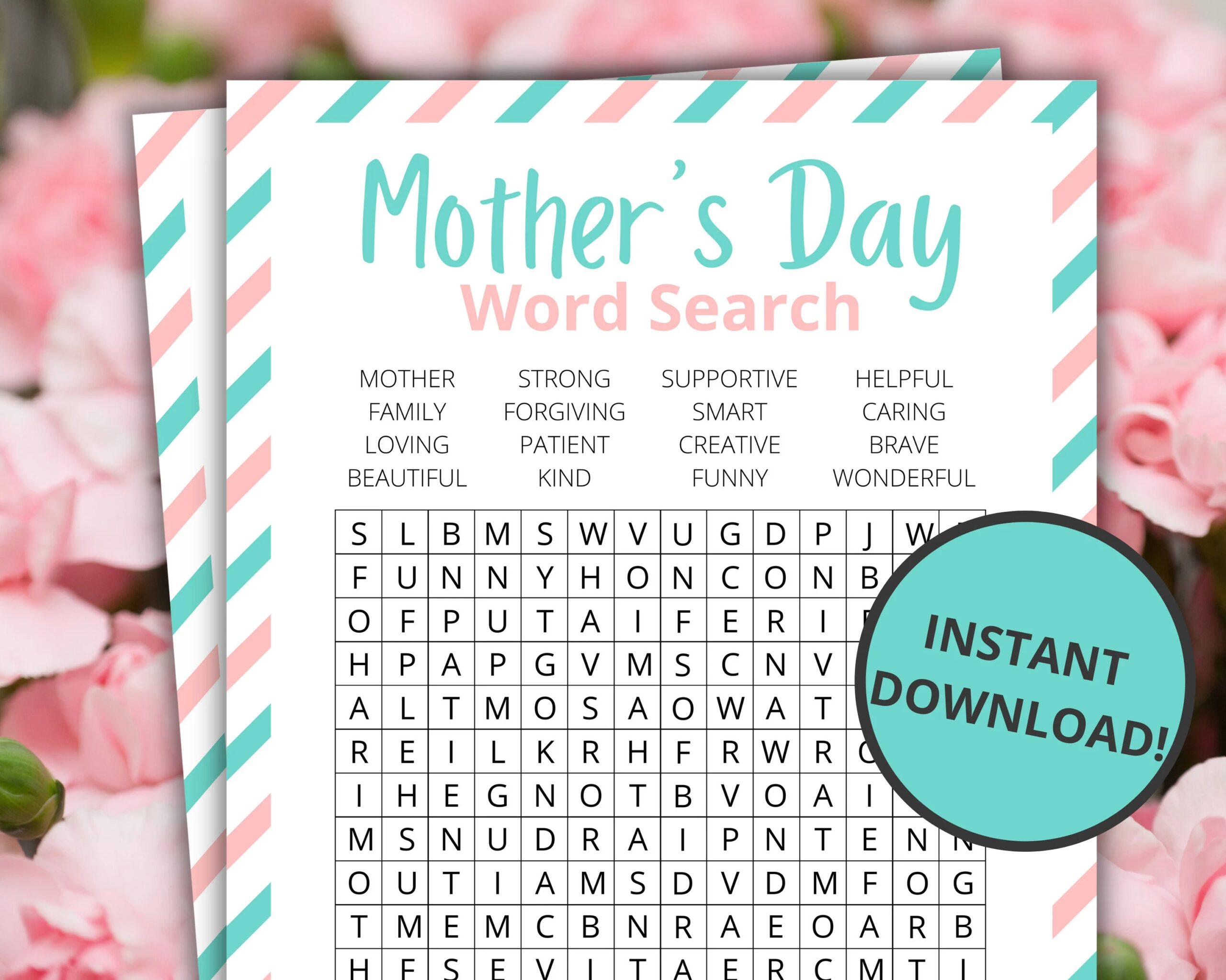 Mother s Day Word Search Printable Mother s Day Games For Kids And Adults Party Games And Activities Family Games Classroom Games Etsy