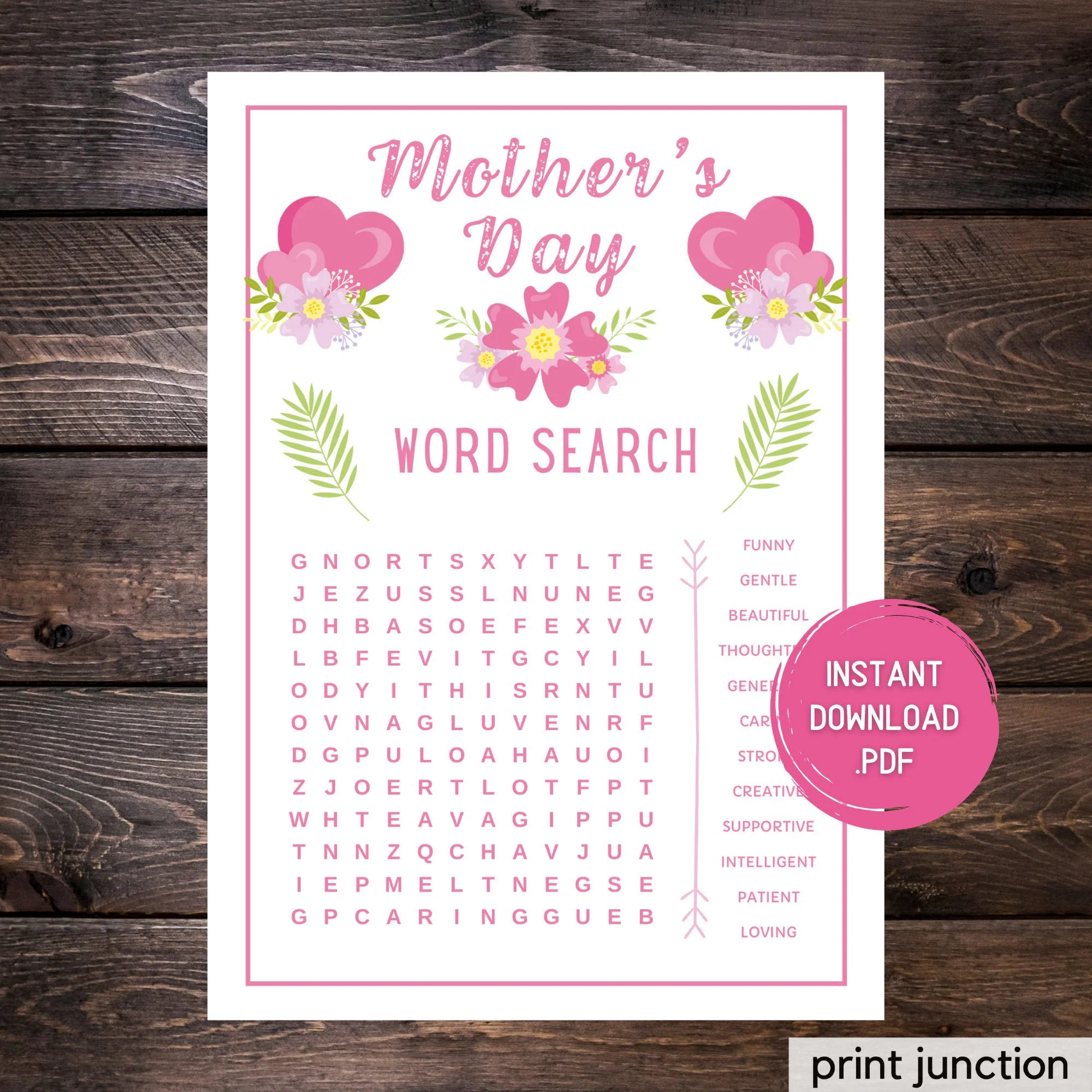 Mothers Day Game Printable Mothers Day Word Search Mothers Day Activities Games To Play With Mom On Mothers Day Instant Download Etsy