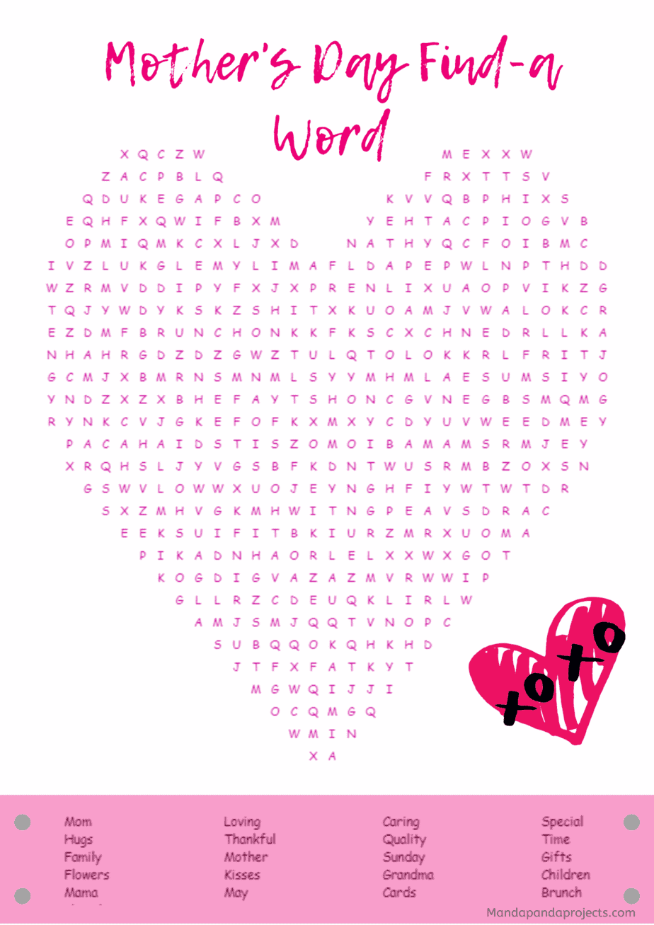 Mothers Day Word Search Activity FREE Printable Worksheets Library