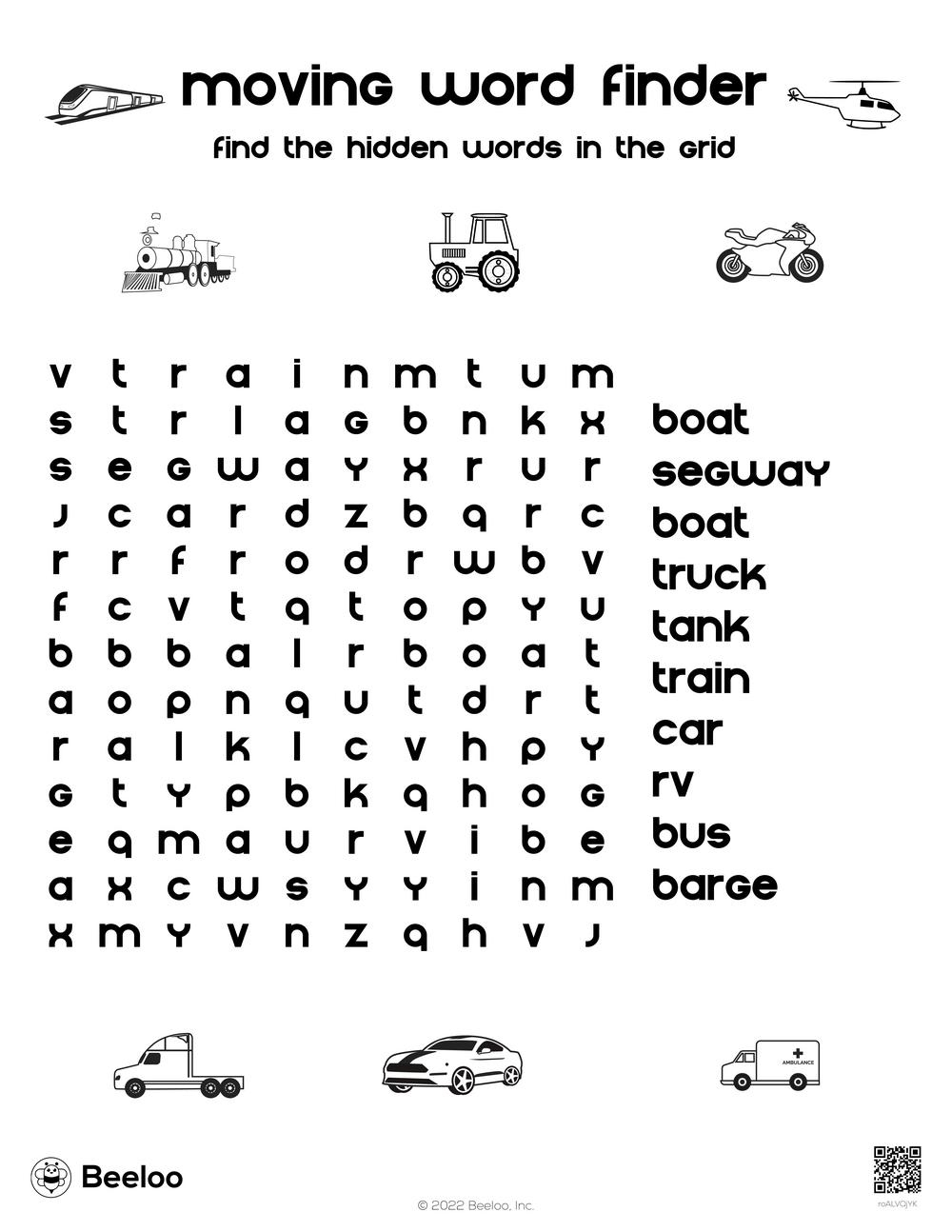 Moving Word Finder Beeloo Printable Crafts And Activities For Kids