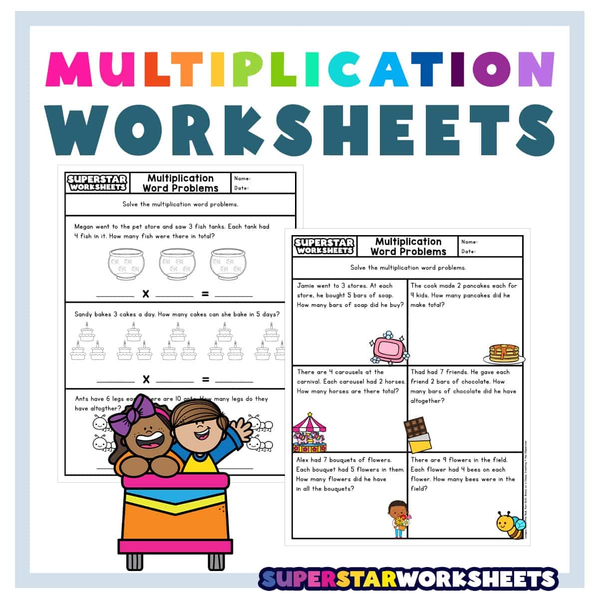 multiplication word problems superstar worksheets