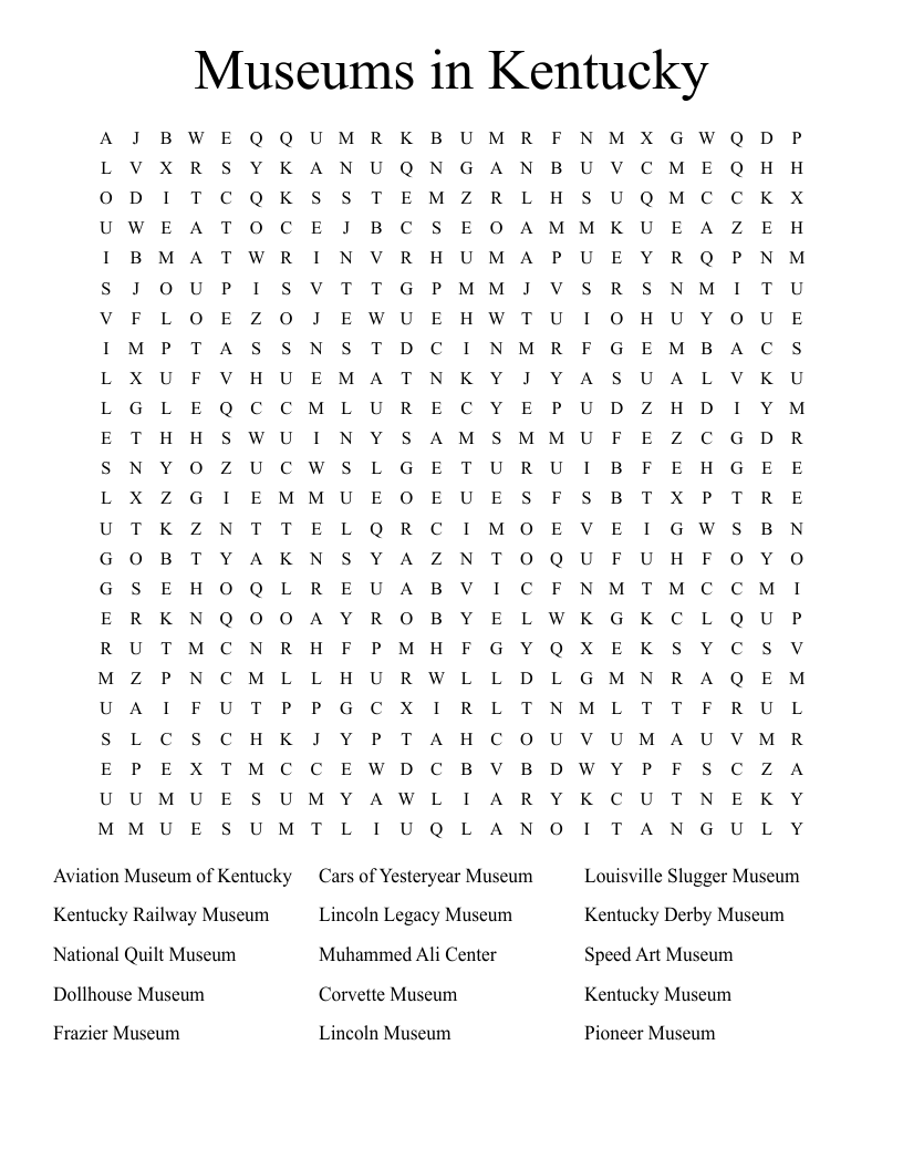 Museums Crosswords Word Searches Bingo Cards WordMint