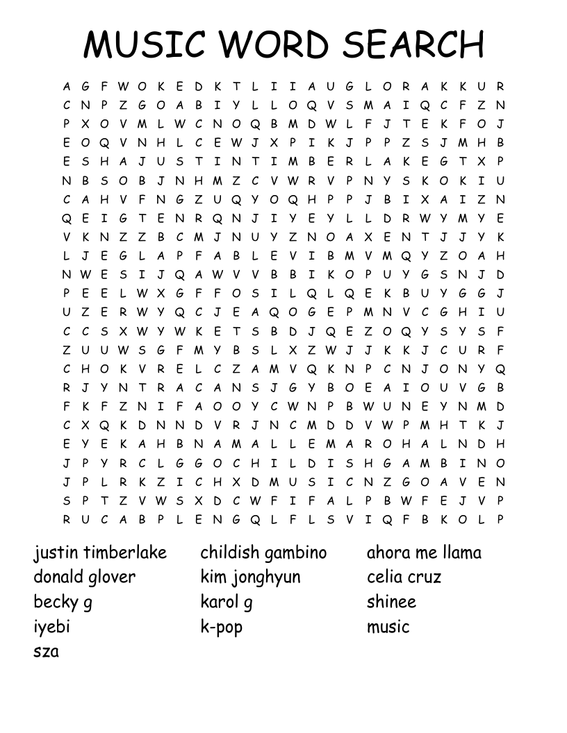 MUSIC WORD SEARCH WordMint