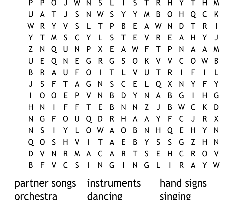 Music Word Search WordMint