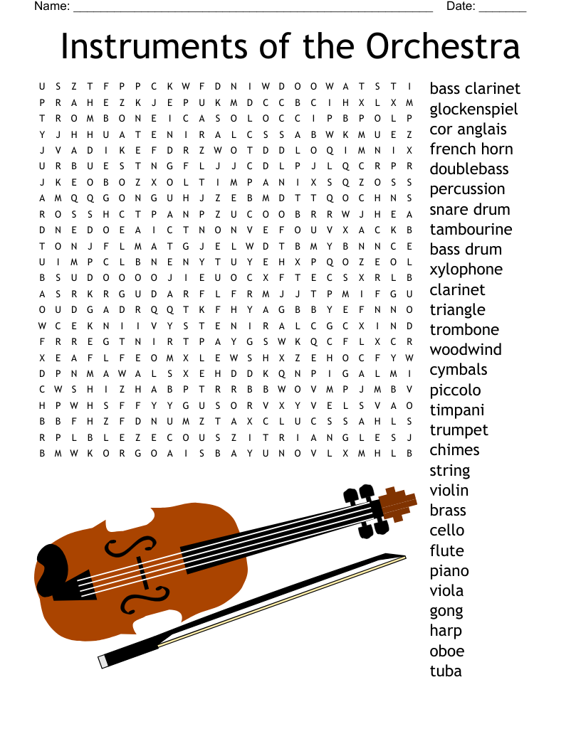 Musical Instruments Word Search WordMint