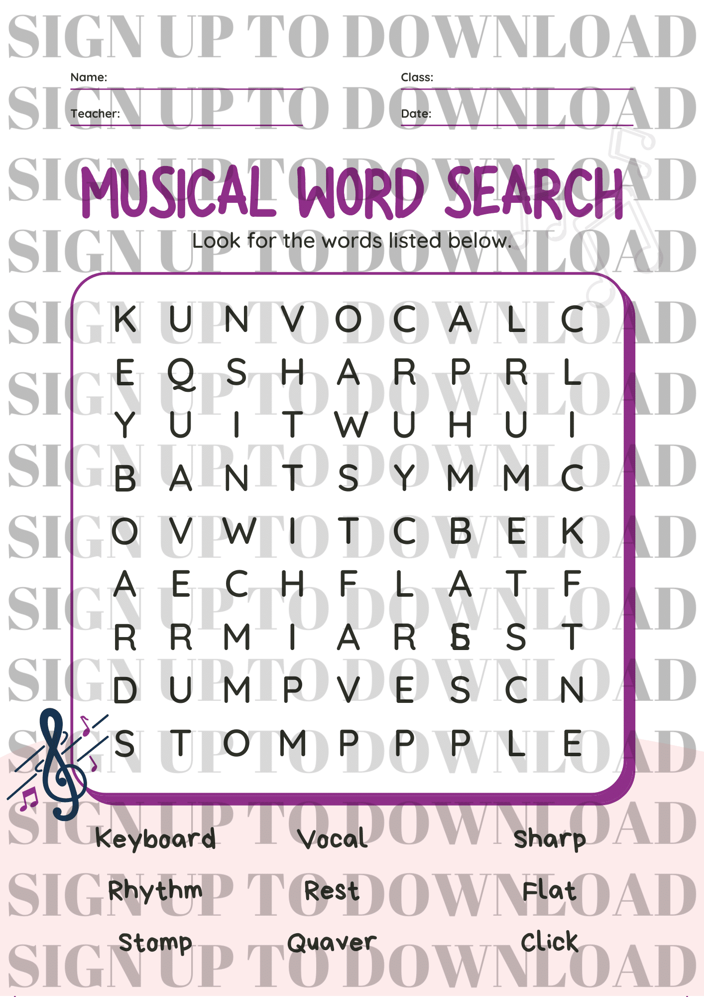 Free Printable Music Word Searches For Kids
