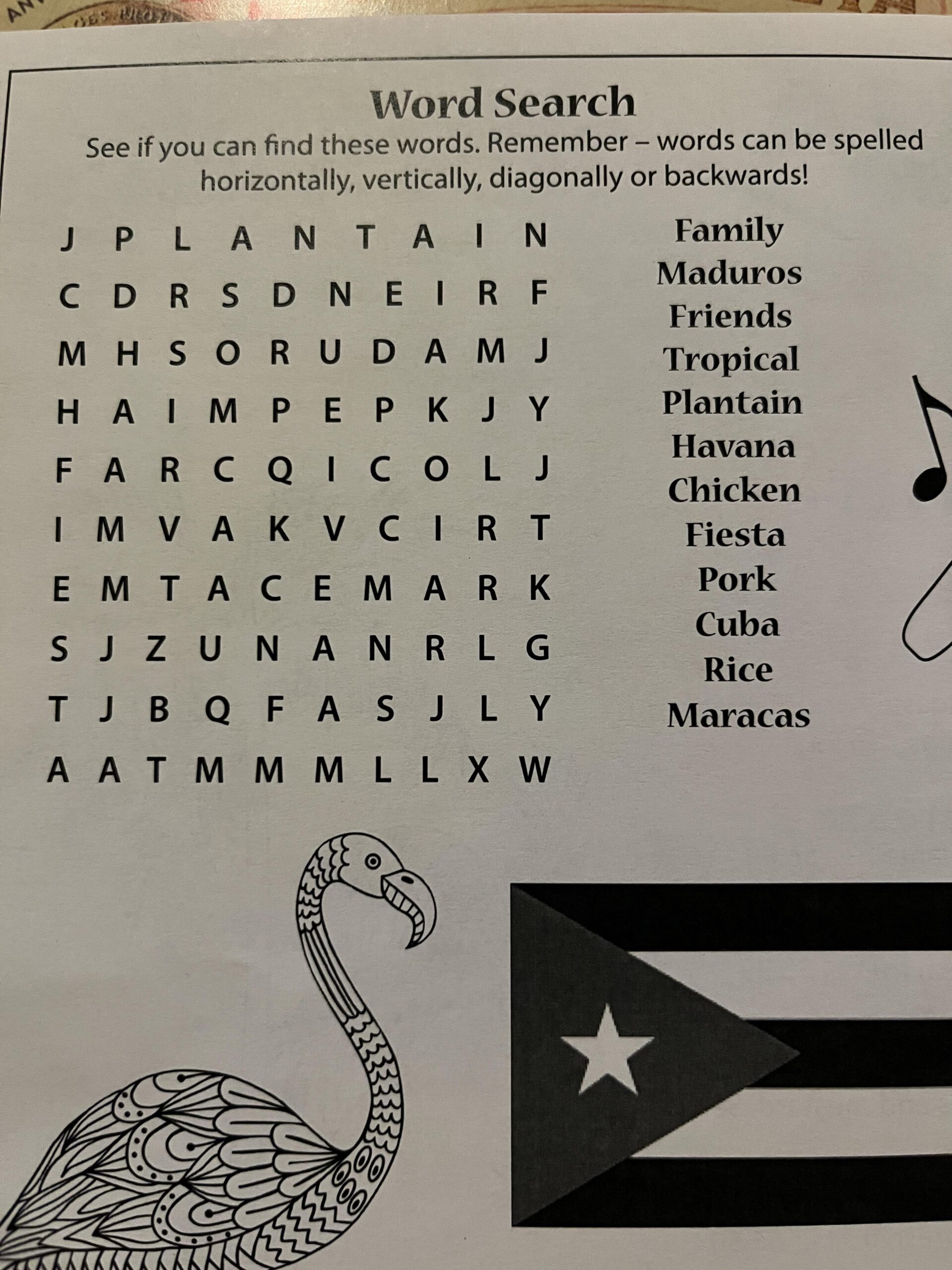 Restaurant Word Search Free Printable