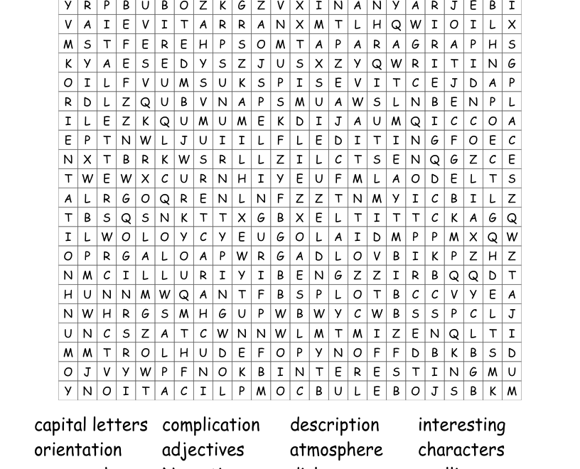 Narrative Writing Wordsearch WordMint
