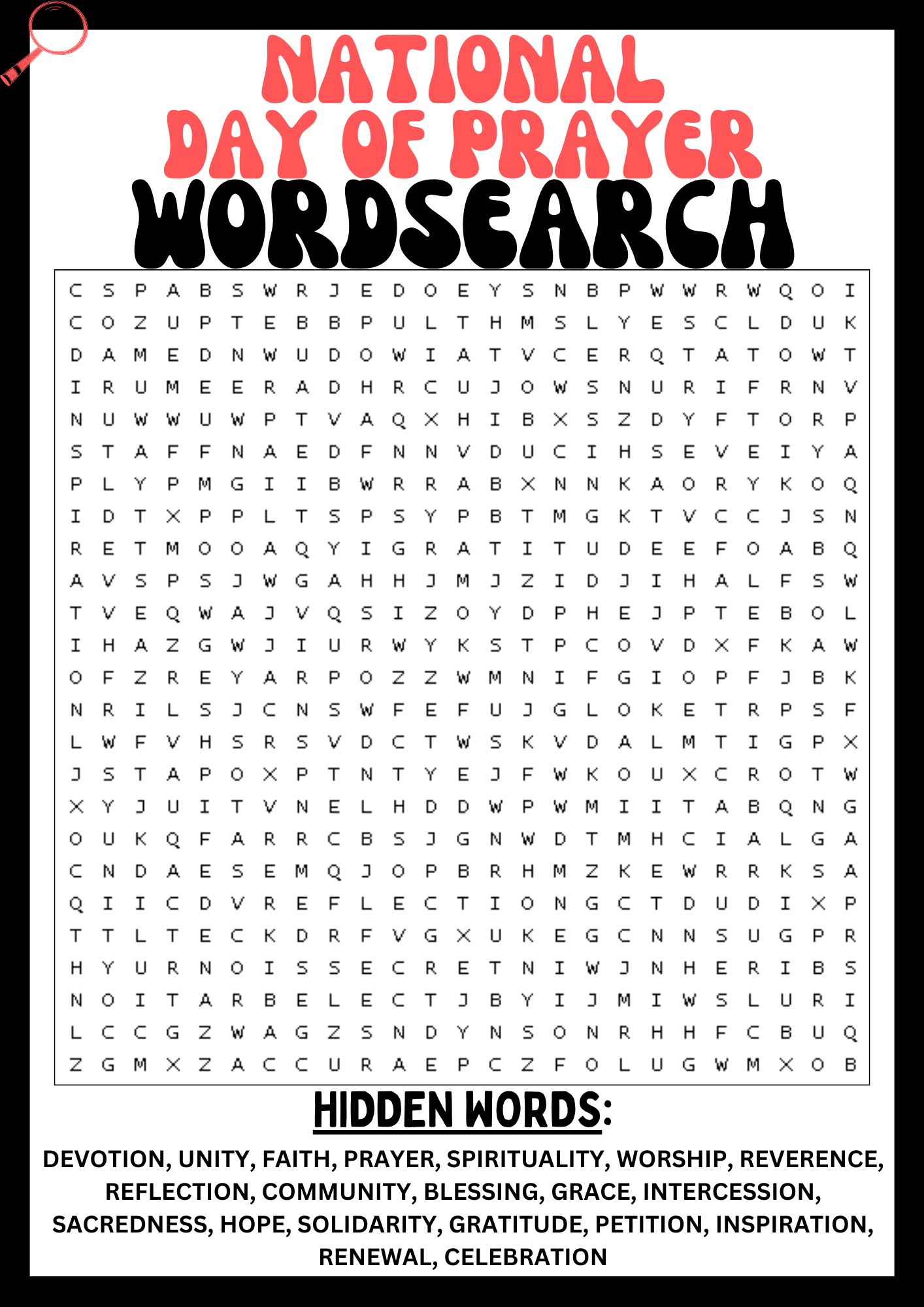 NATIONAL DAY OF PRAYER Wordsearch Puzzle Worksheet Printables Activity Made By Teachers NATIONAL DAY OF PRAYER Wordsearch Puzzle Worksheet Printables Activity Made By Teachers