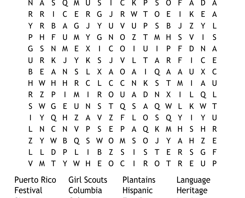 National Hispanic Heritage Month Word Search WordMint