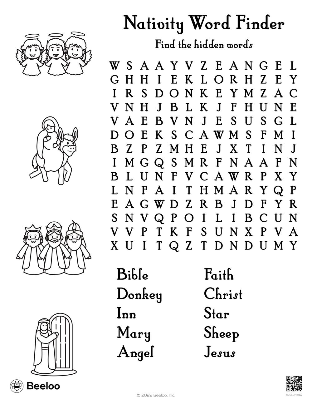 Nativity Word Finder Beeloo Printable Crafts And Activities For Kids