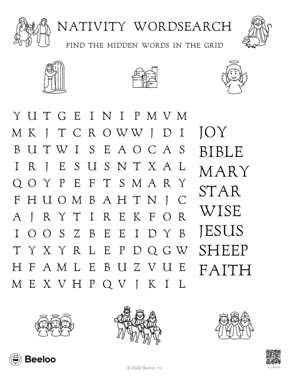 Nativity Wordsearch Beeloo Printable Crafts And Activities For Kids