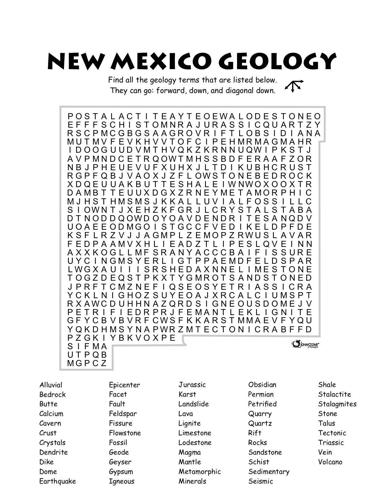 Geology Word Search Printable