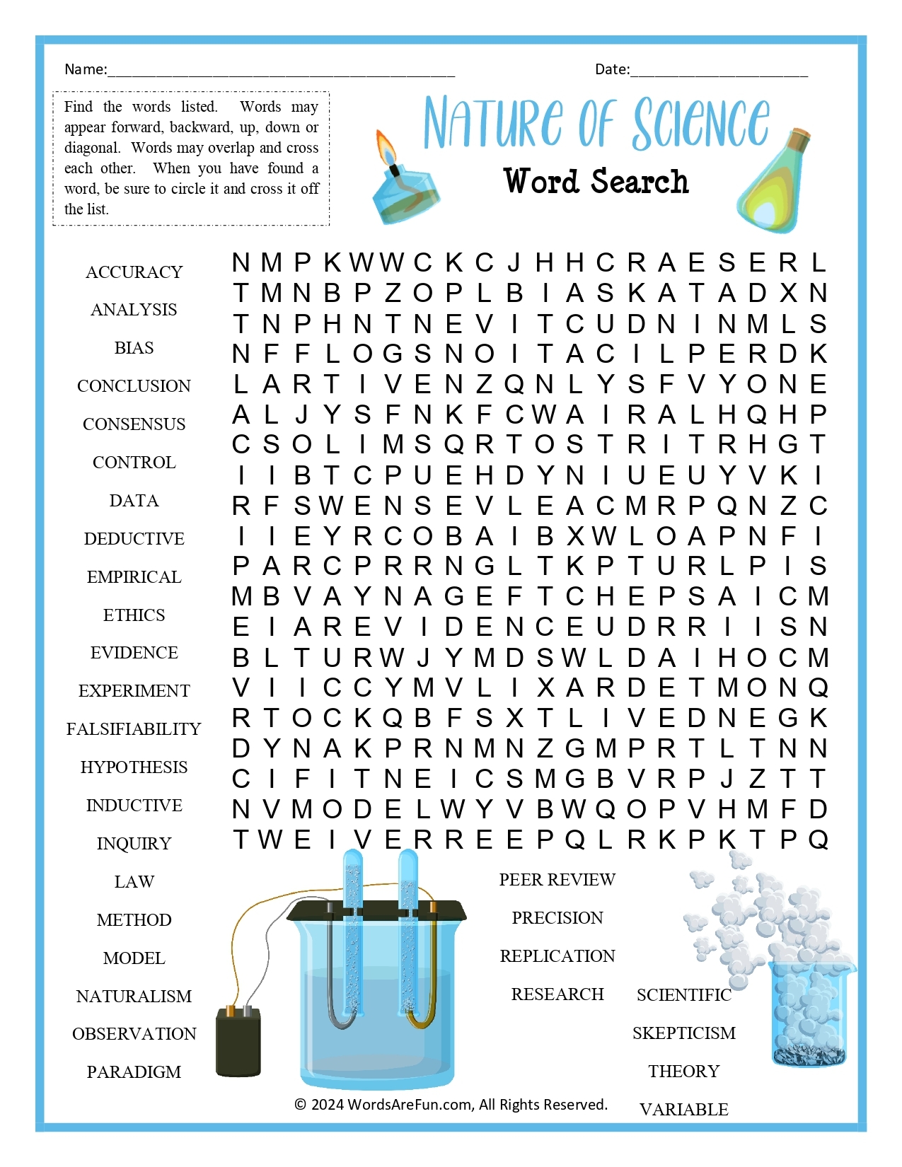 Printable General Science Word Search Printable General Science Word Search