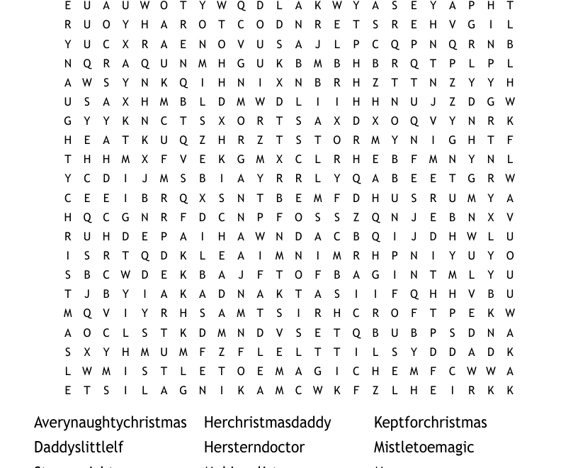 Naughty Christmas Word Search WordMint
