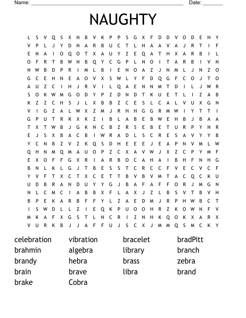 NAUGHTY Word Search WordMint