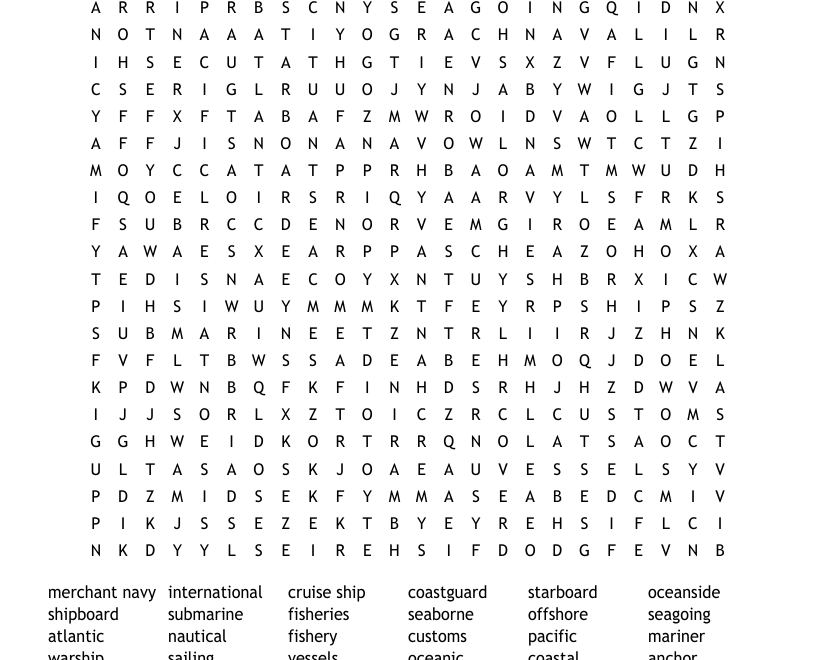Nautical Word Search WordMint
