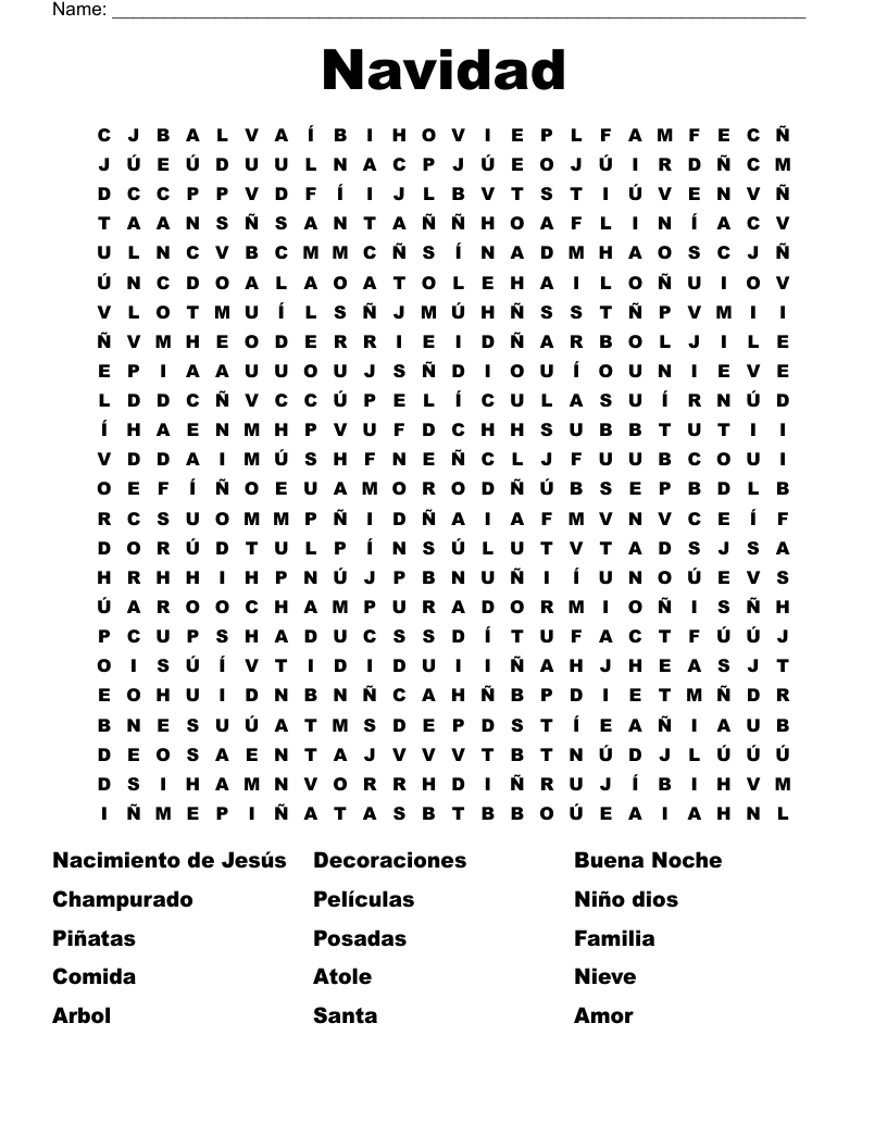 Navidad Word Search WordMint