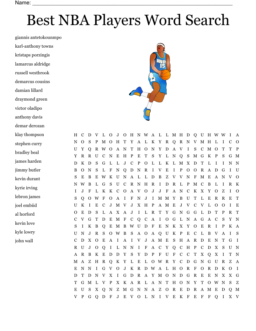 Word Search Printable Nba Teams Word Search