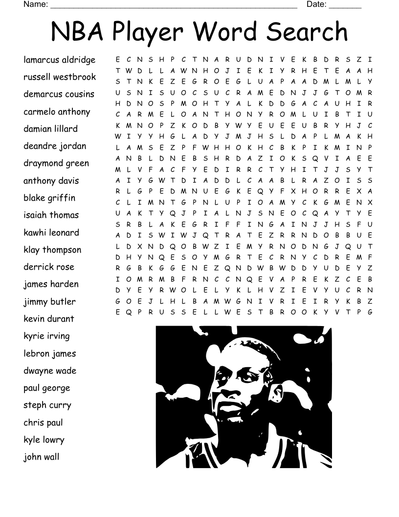 NBA Players Word Search WordMint