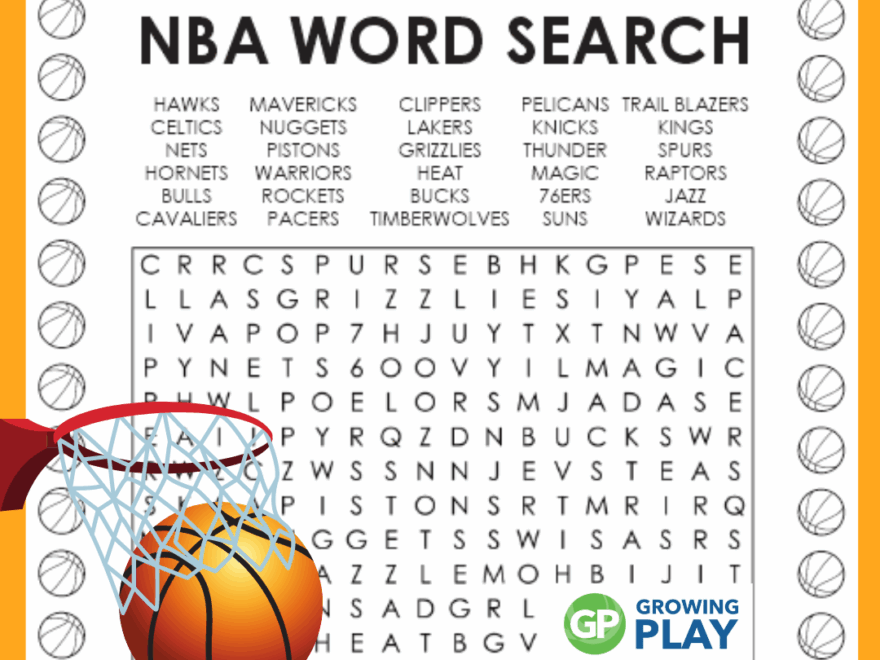 NBA Word Search Free Printable For All Ages Growing Play