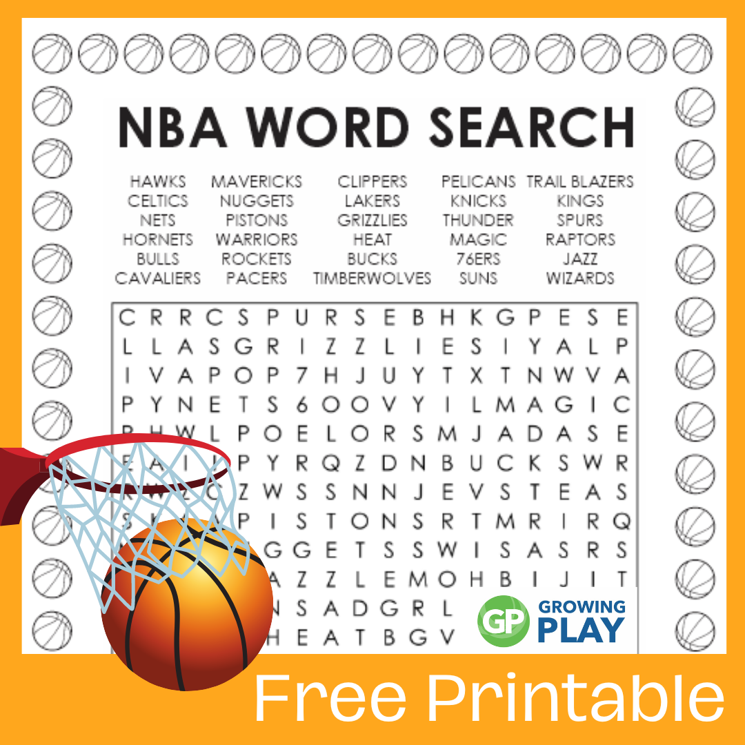 NBA Word Search Free Printable For All Ages Growing Play