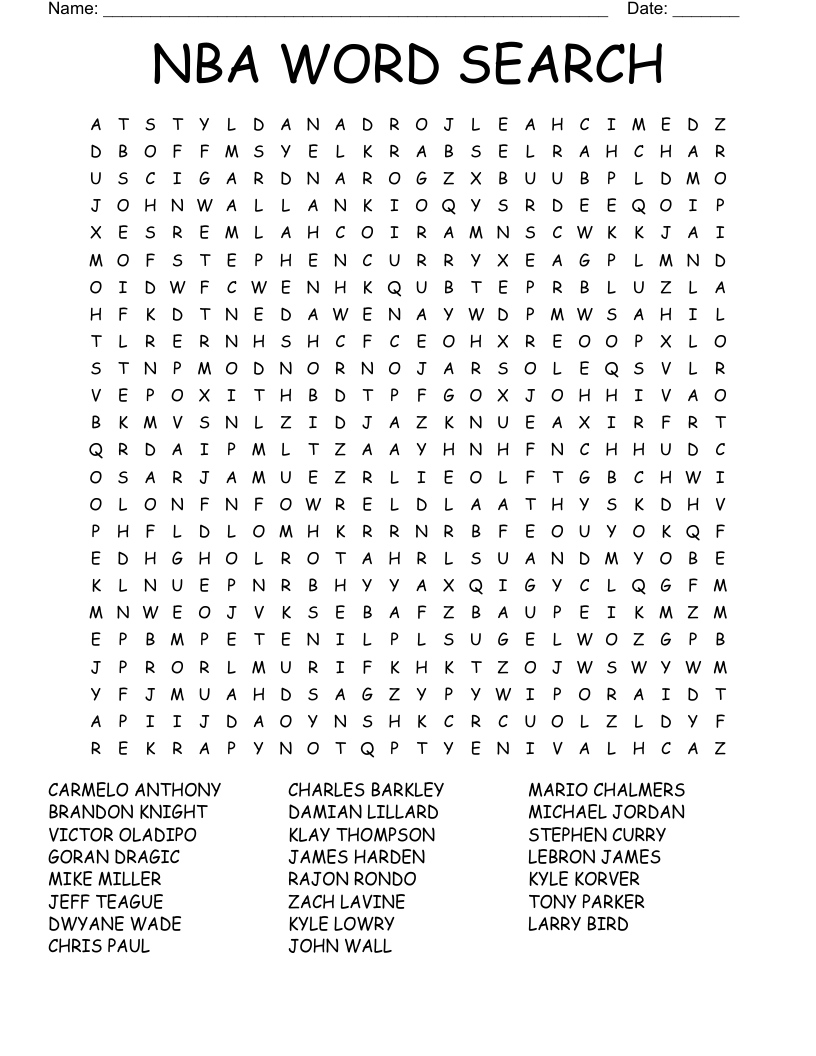 NBA WORD SEARCH WordMint