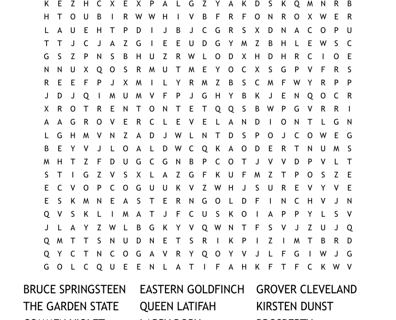 New Jersey Word Search WordMint