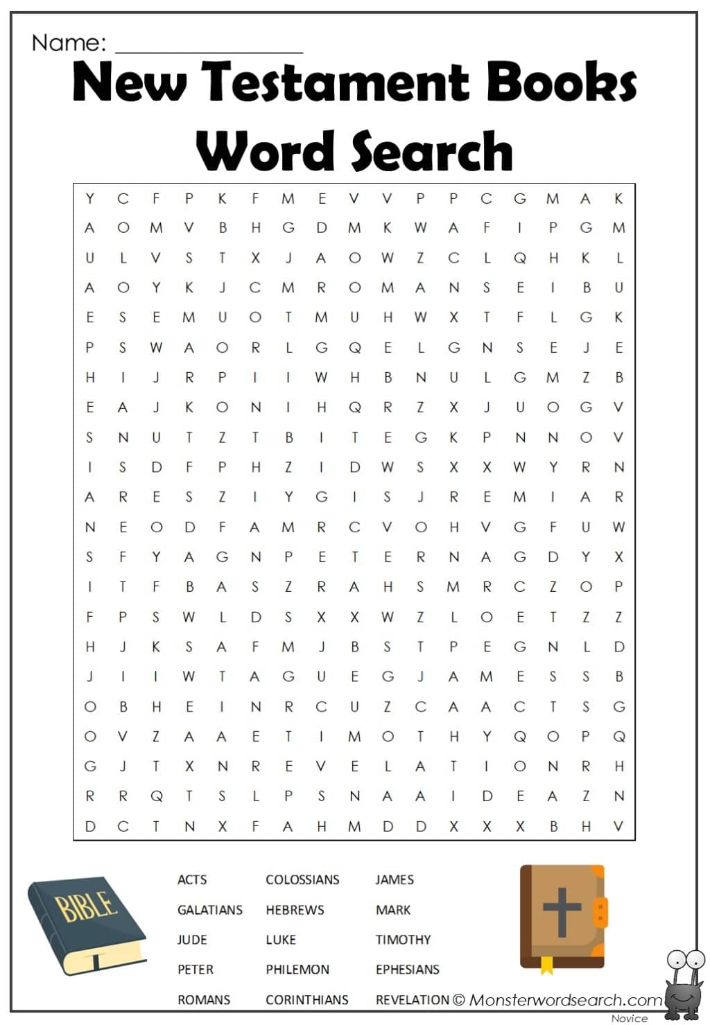New Testament Books Word Search Monster Word Search