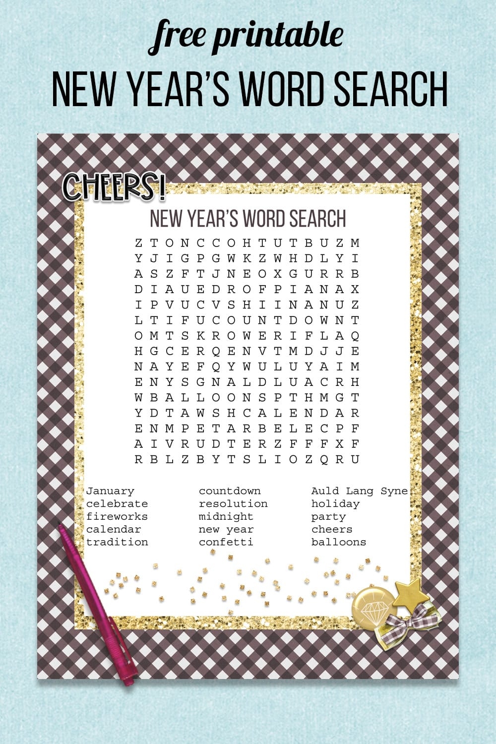 New Year s Word Search Free Printable