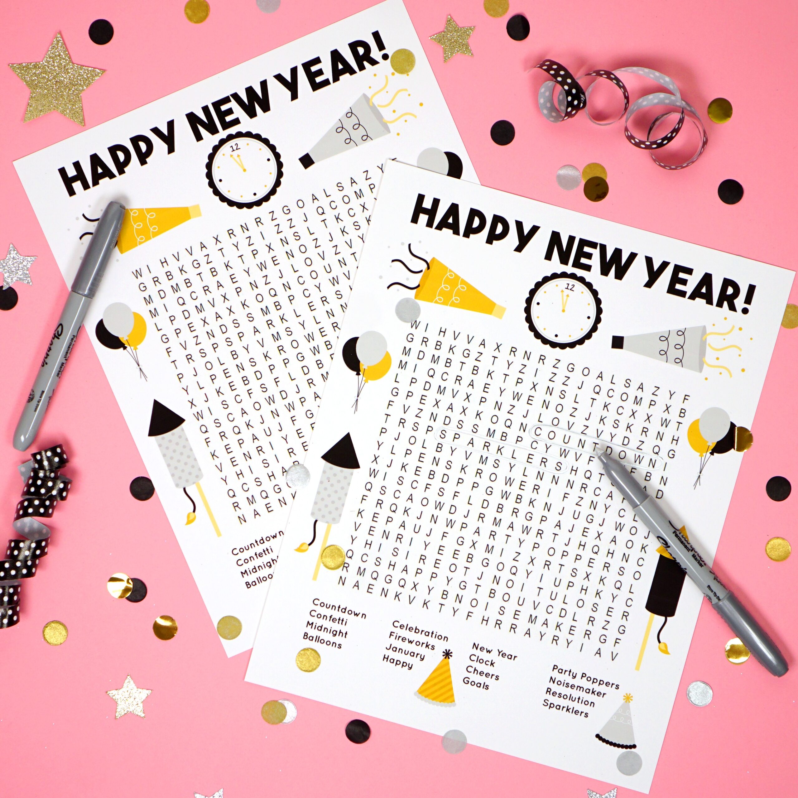 New Years Printable Word Search