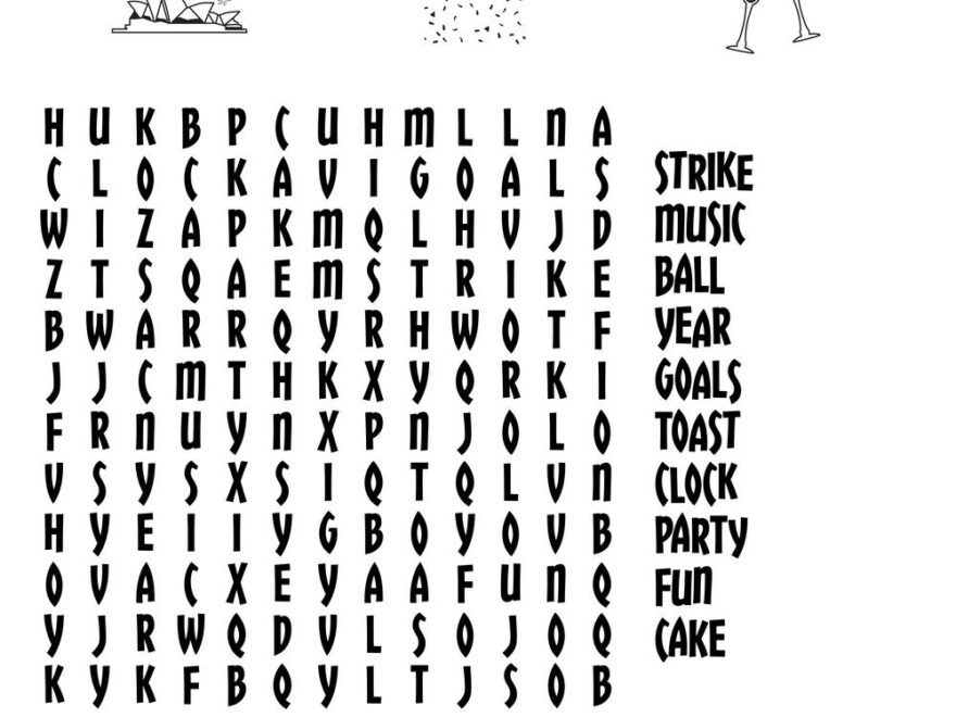 New Year themed Word Searches Beeloo Printable Crafts And Activities For Kids