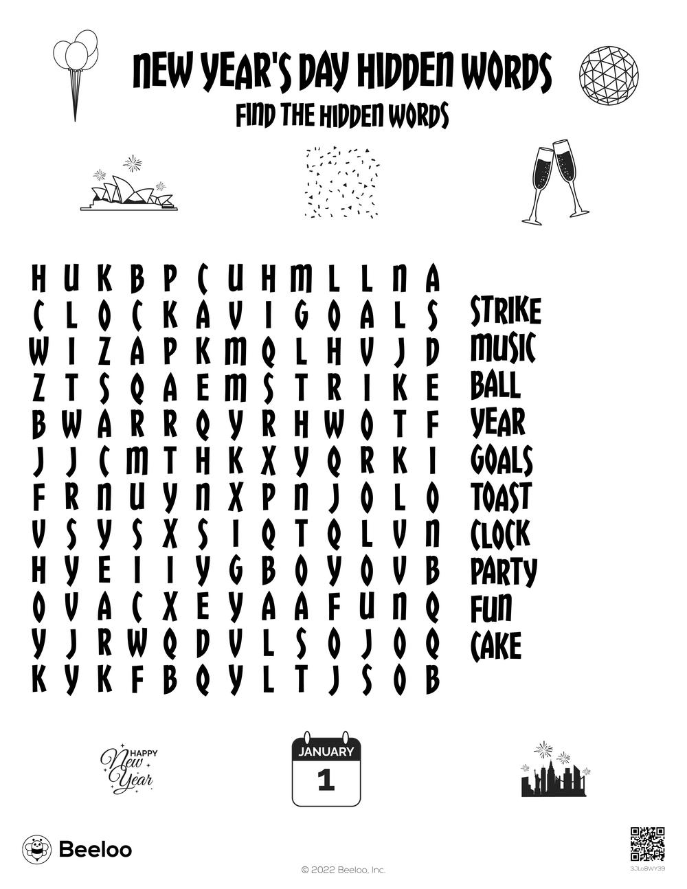 New Year themed Word Searches Beeloo Printable Crafts And Activities For Kids New Year themed Word Searches Beeloo Printable Crafts And Activities For Kids
