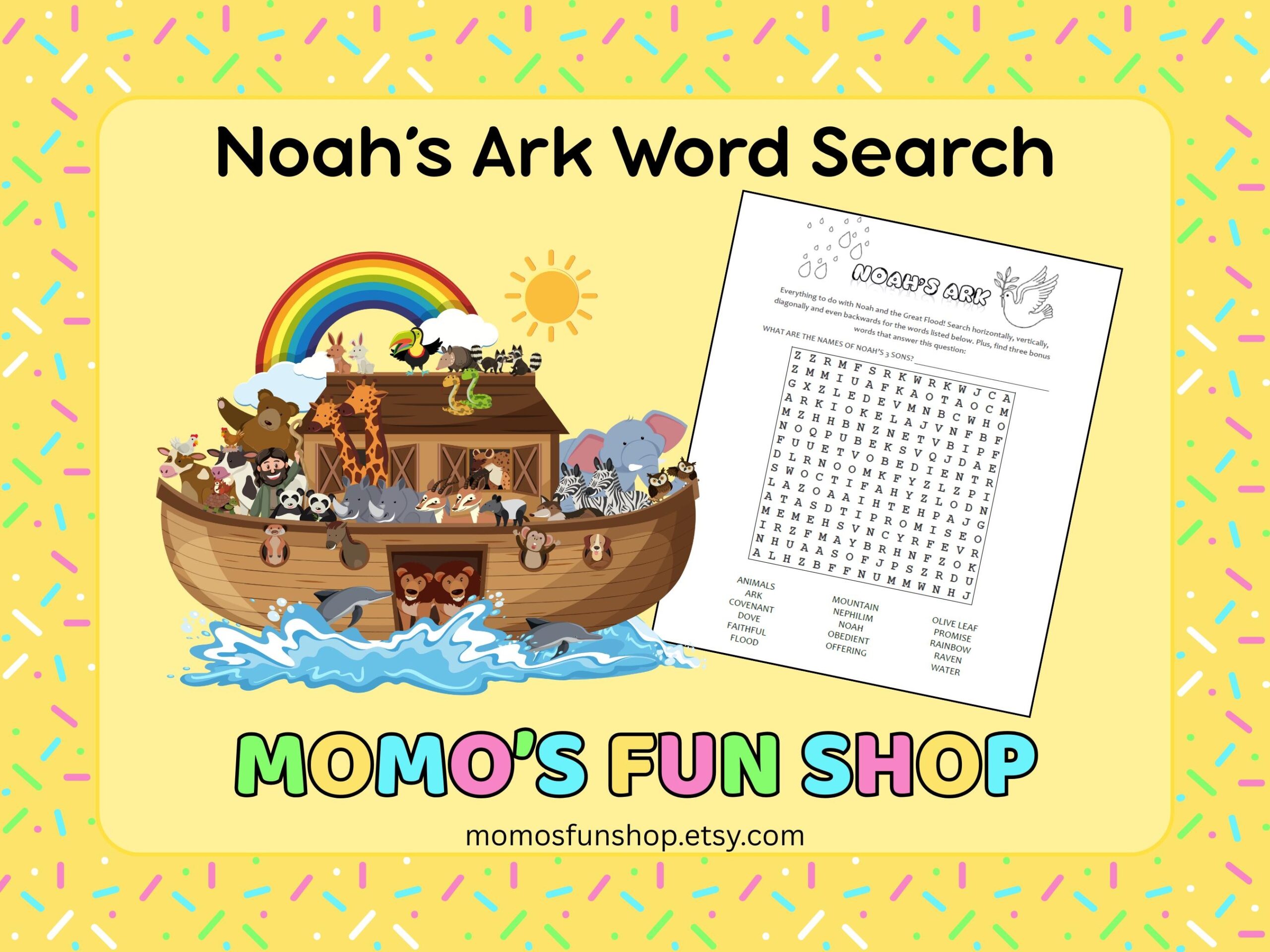 Noah s Ark Word Search Puzzle JW Printables For Kids Family Worship Meeting Activity Sheet Instant Download PDF Etsy