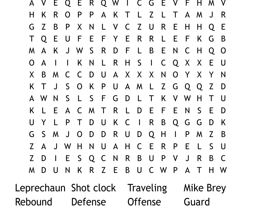 Notre Dame Basketball Word Find Word Search WordMint