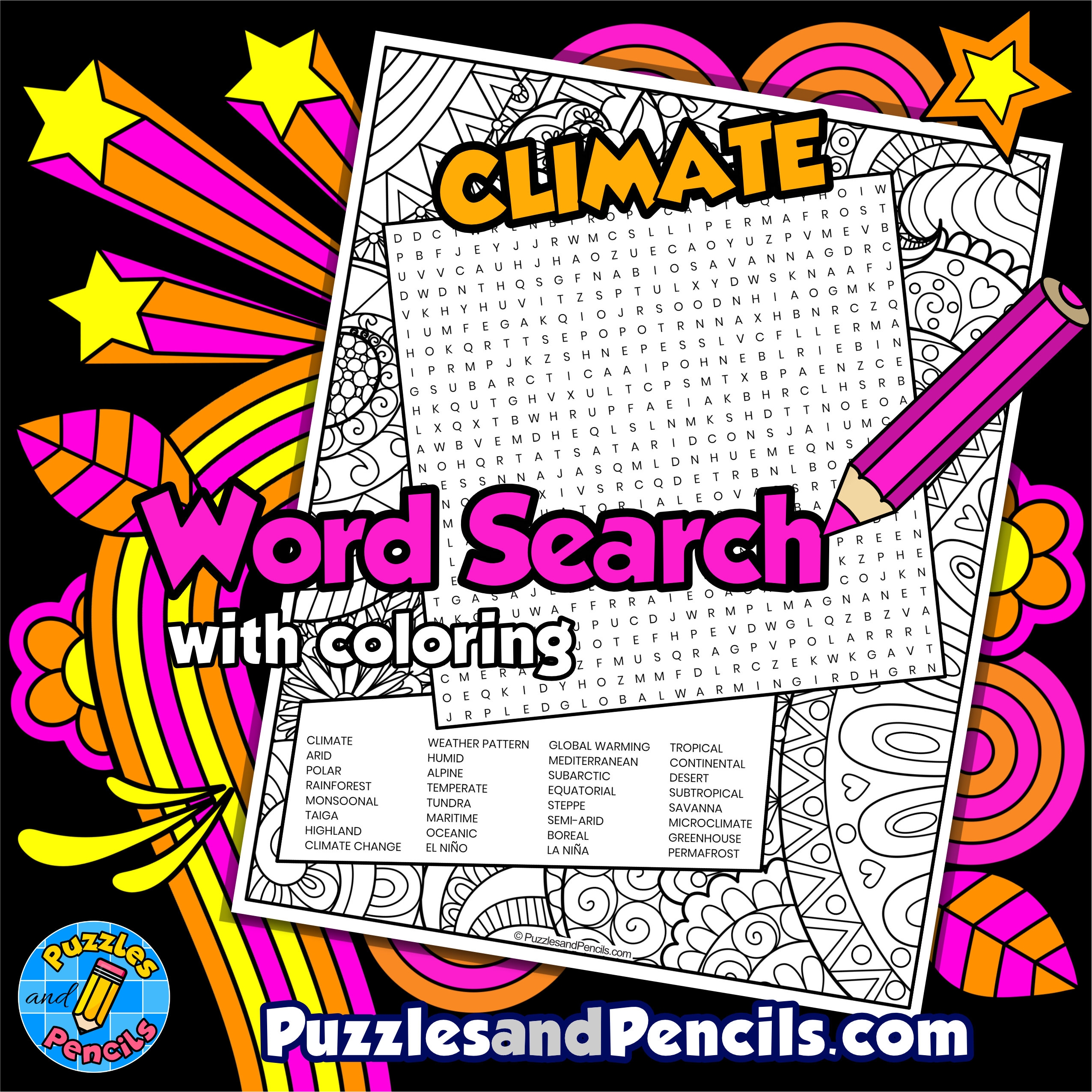 November Word Search Puzzle Activity Page With Coloring Made By Teachers