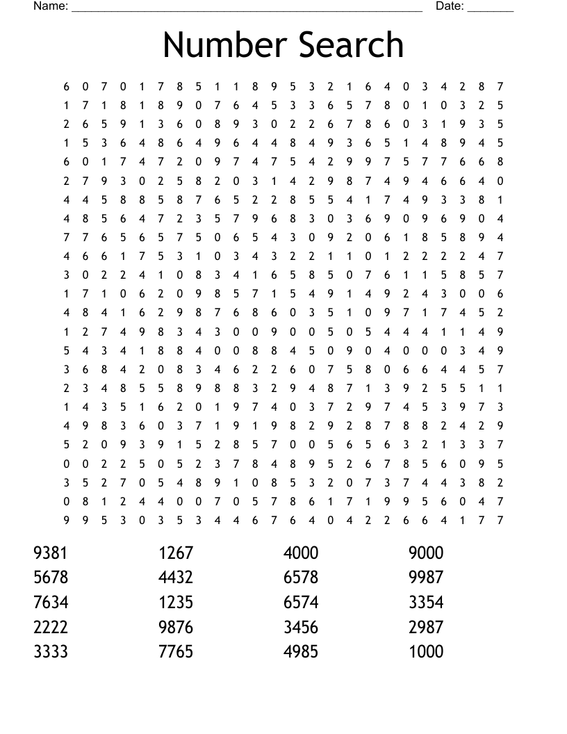 Number Search Word Search WordMint