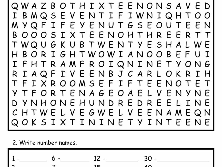 Numbers 1 100 Word Search Printable Puzzle Alien Schooler
