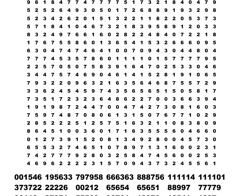 NUMBERS Word Search WordMint