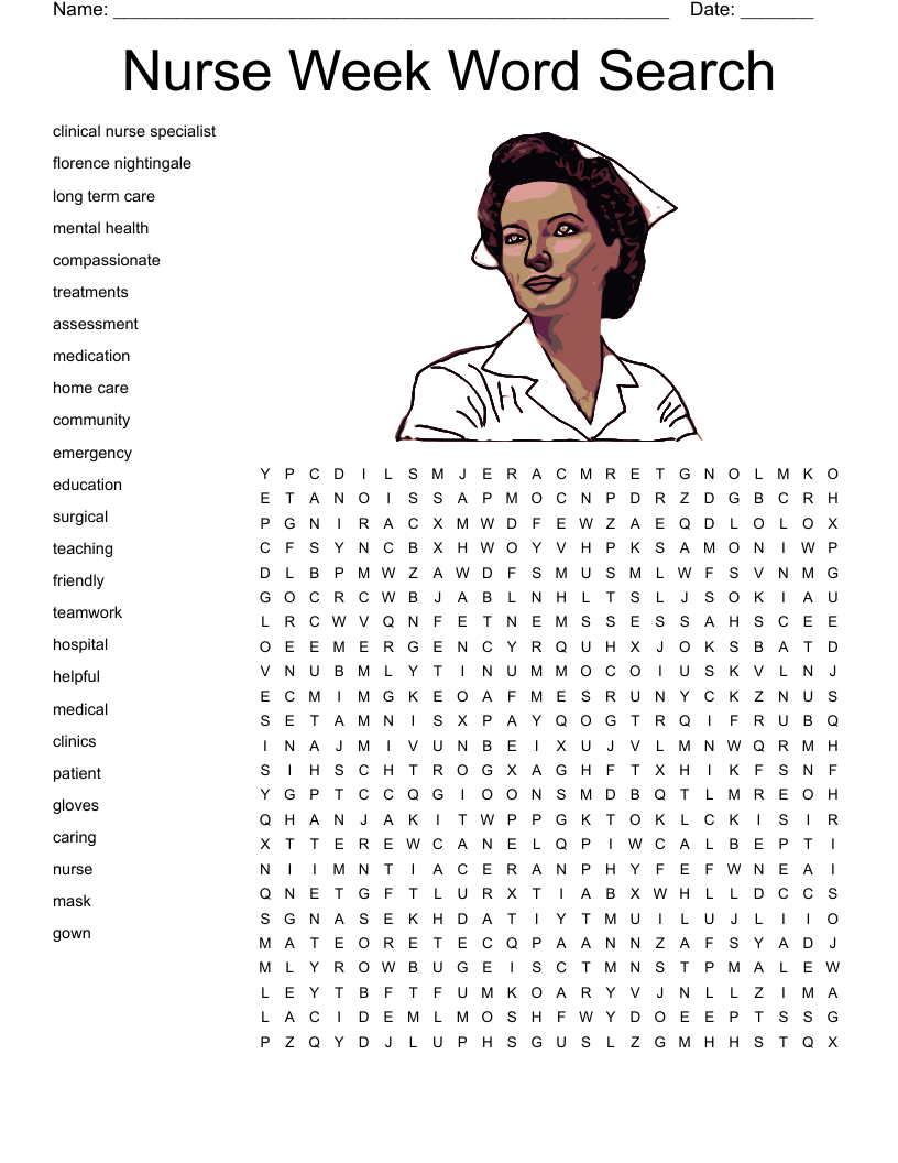 Nurse Week Word Search WordMint