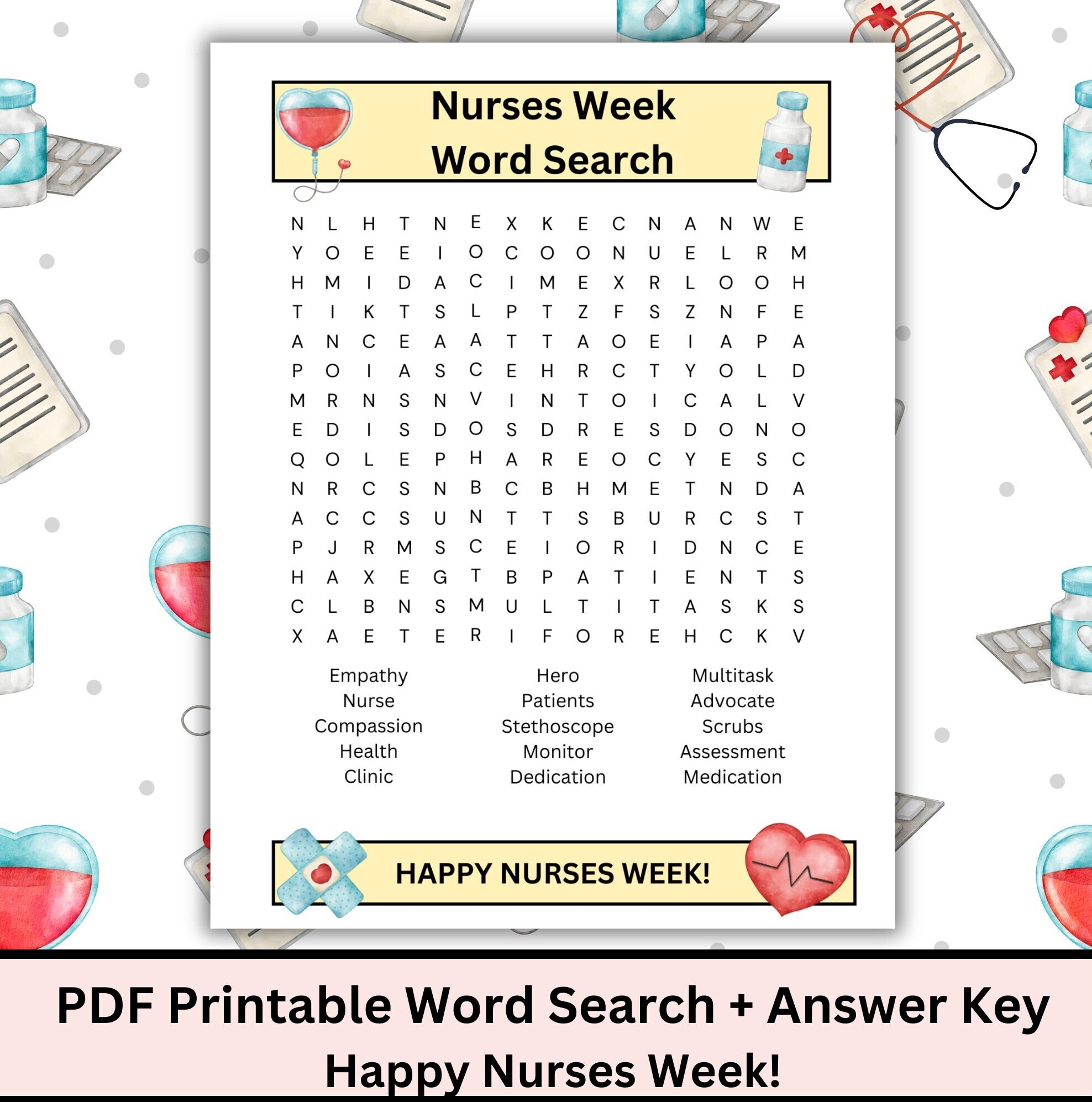 Free Nurse Printables Games Word Search