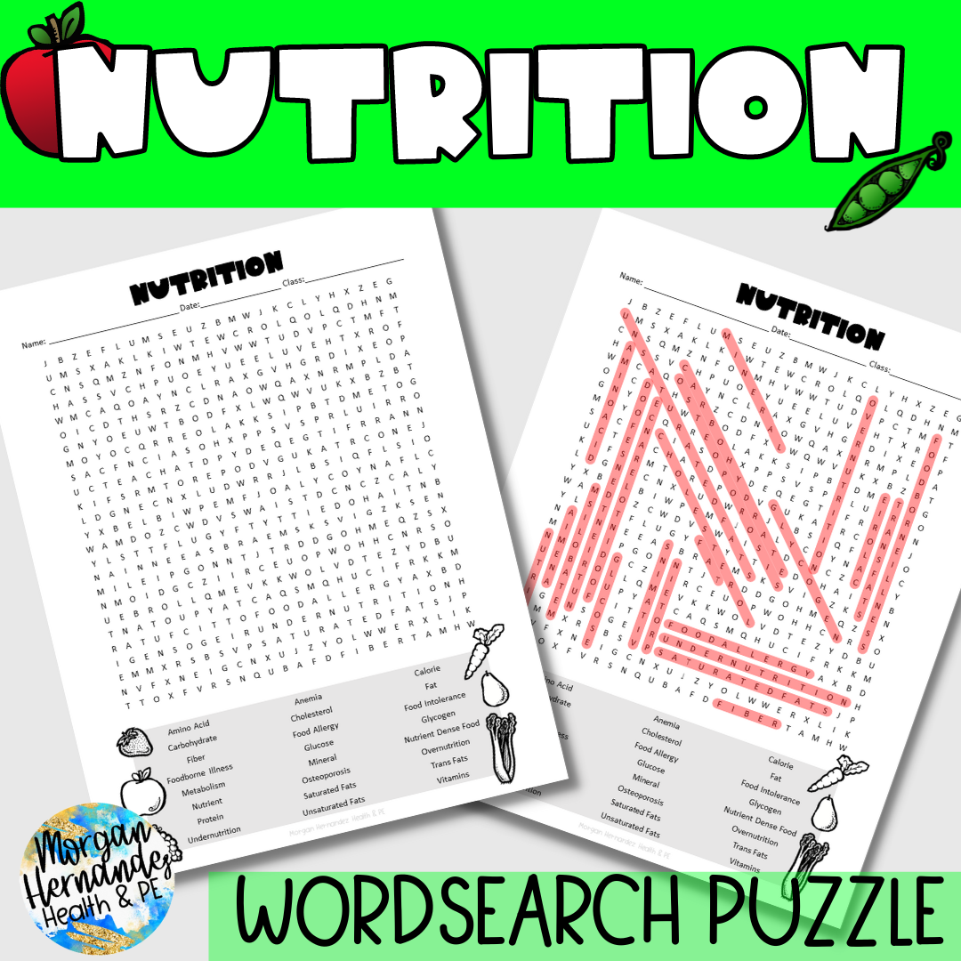 Nutrition Word Search Puzzle Made By Teachers